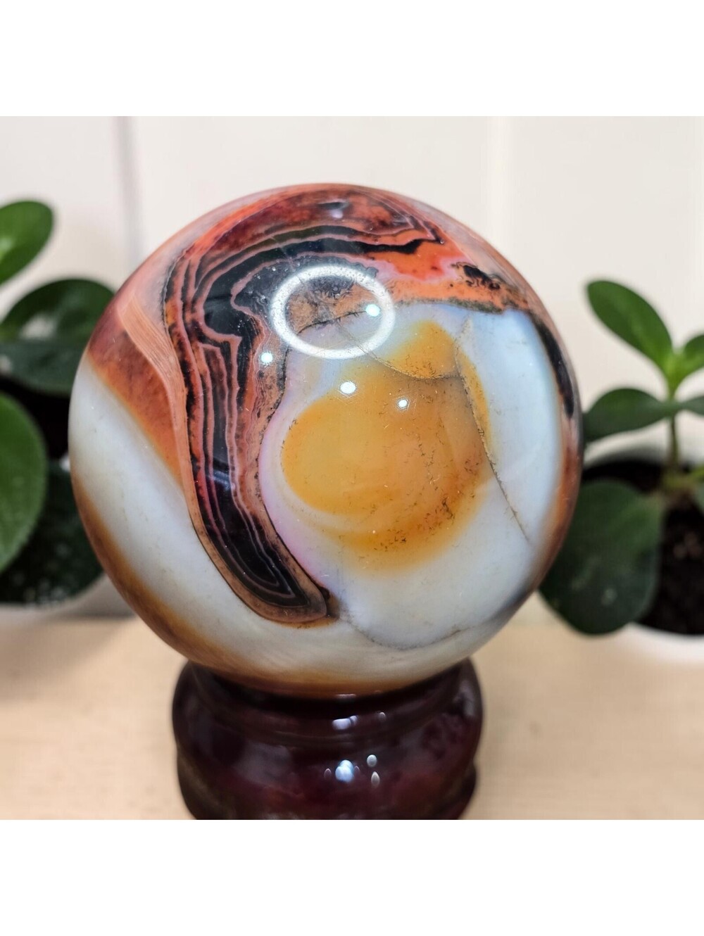 A392. Sardonyx Natural Crystal 60mm Sphere Orb